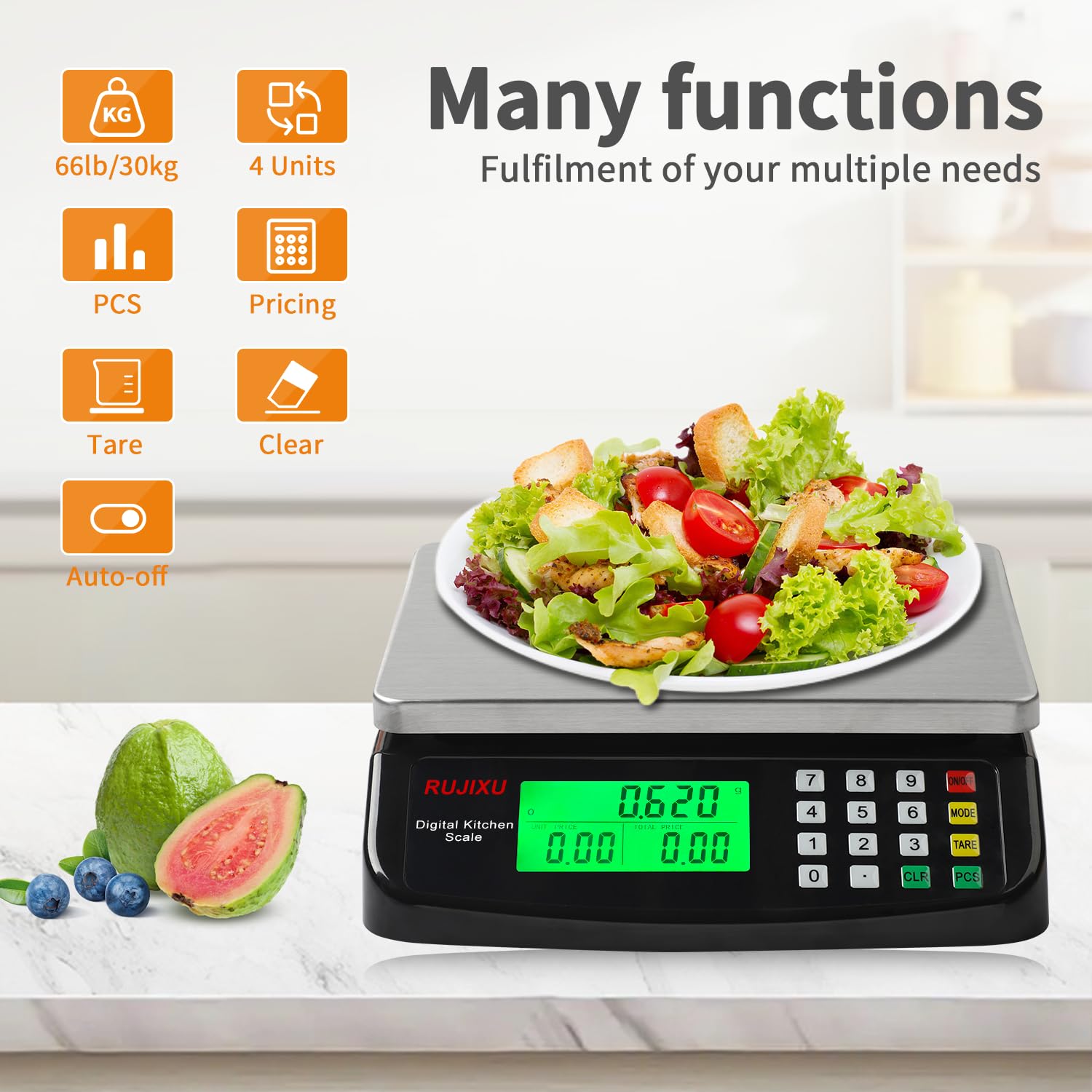 RUJIXU dual power options provide flexibility with AC adapter and AA batteries.