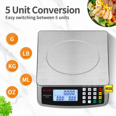 RUJIXU Food Scale 304 stainless steel platform easy to clean