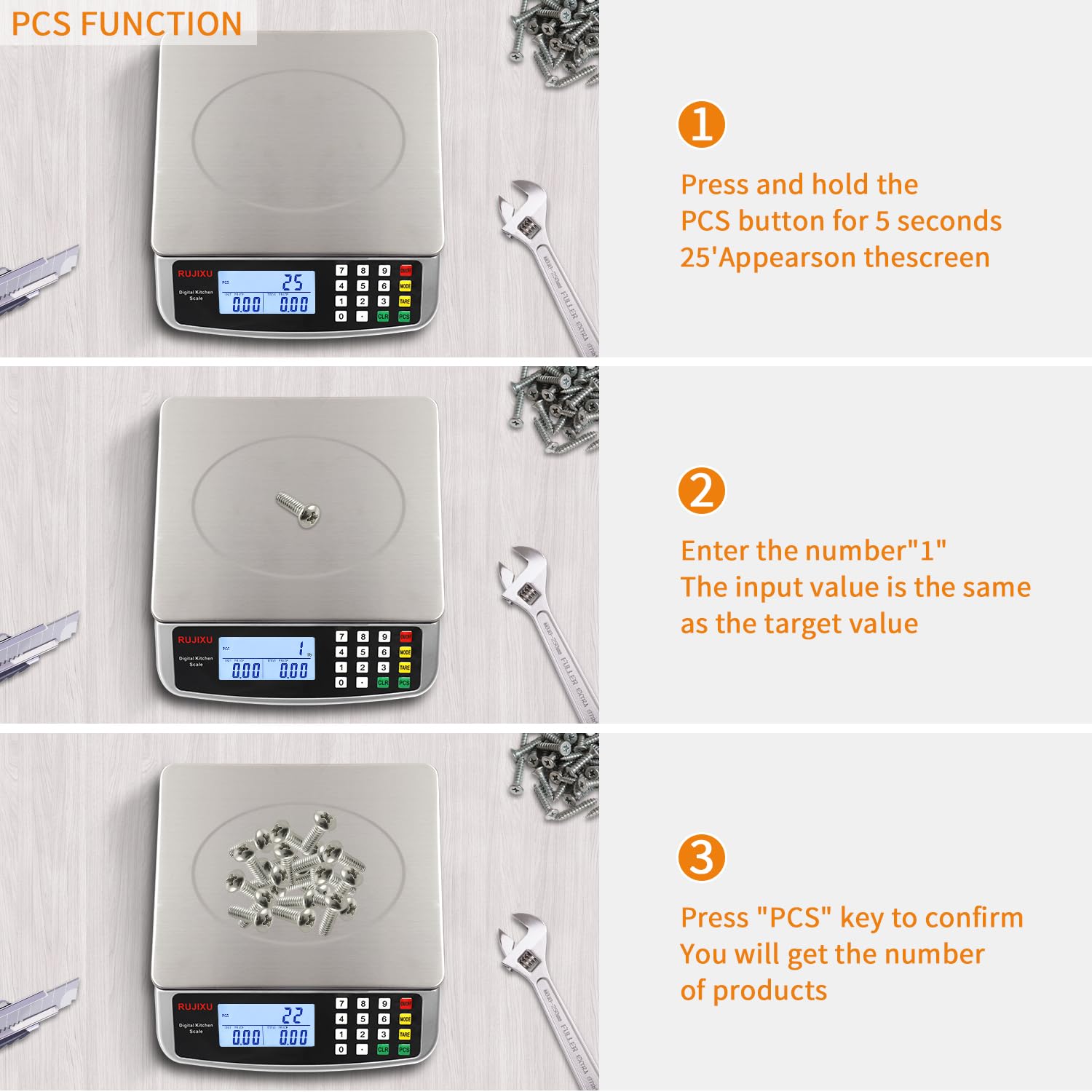RUJIXU Food Scale powered by battery or adapter