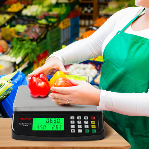 RUJIXU versatile commercial-scale supports baking, meat prep, and coin counting tasks.