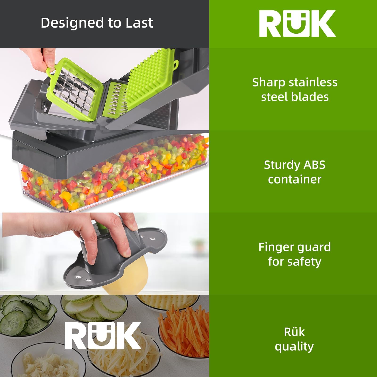 RüK BPA-free durable ABS plastic construction for safe, long-lasting kitchen use