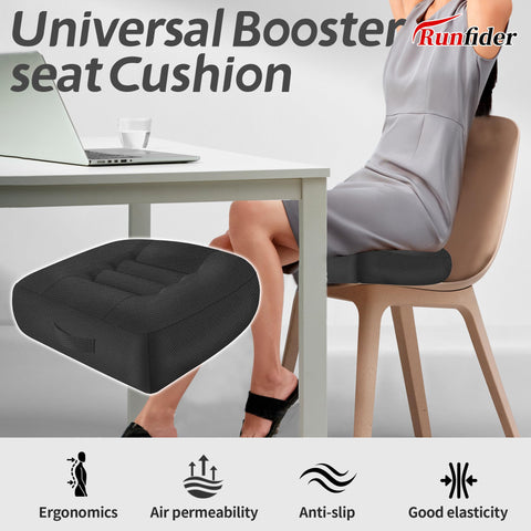 Height-adjustable Runfider booster lets you customize seating height for visibility