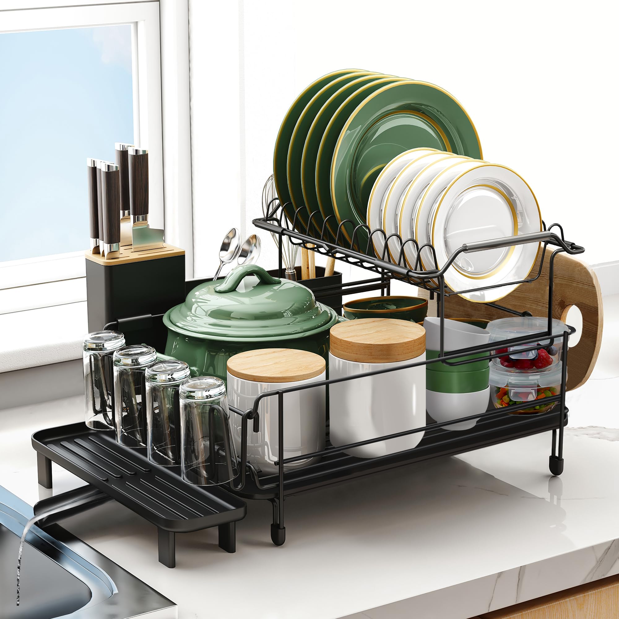 Runnatal 2-in-1 detachable dish rack shown, versatile setup for sink or counter.