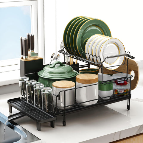 Runnatal 2-in-1 detachable dish rack shown, versatile setup for sink or counter.