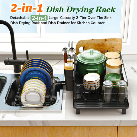 Runnatal over-sink design saves counter space while drying dishes.