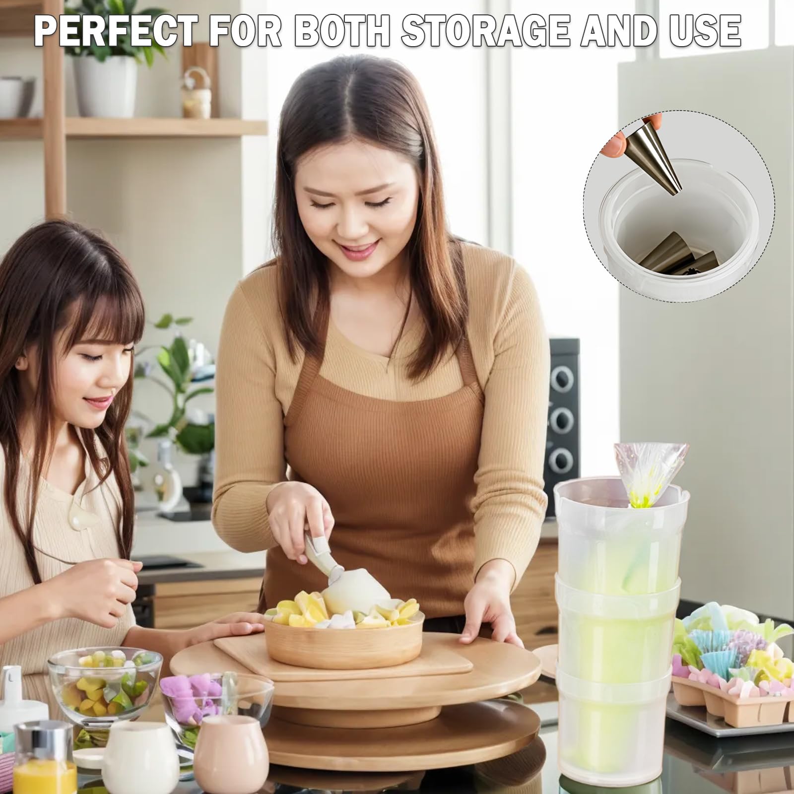 Runspich stand with nozzle organizer keeping tips within easy reach