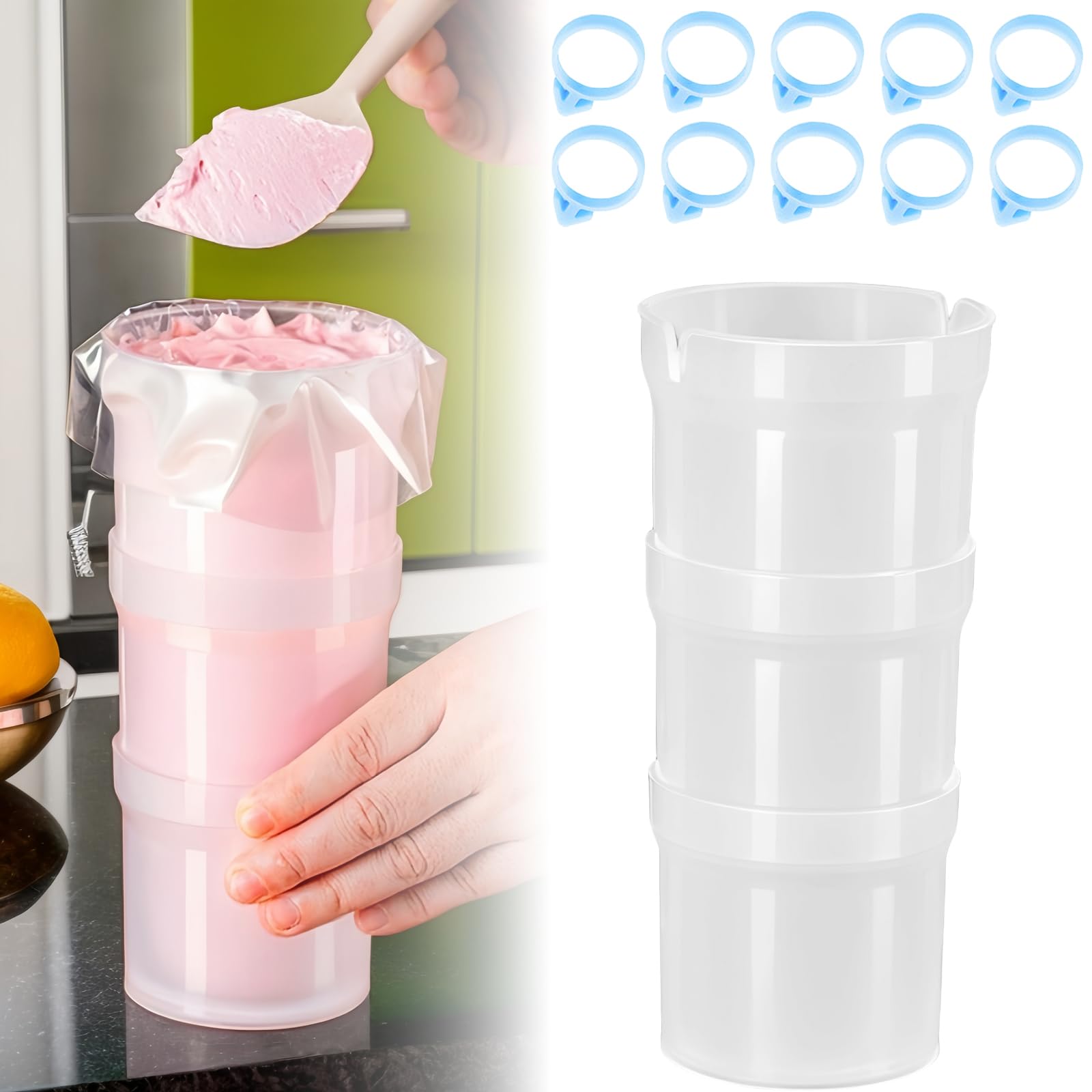 Runspich pastry bag holder stand front view showing clean workspace and organization