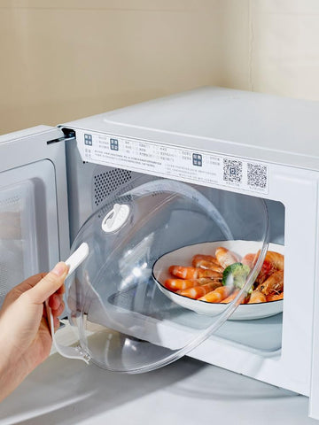 RUNZI microwave lid showing vent control to adjust heat easily