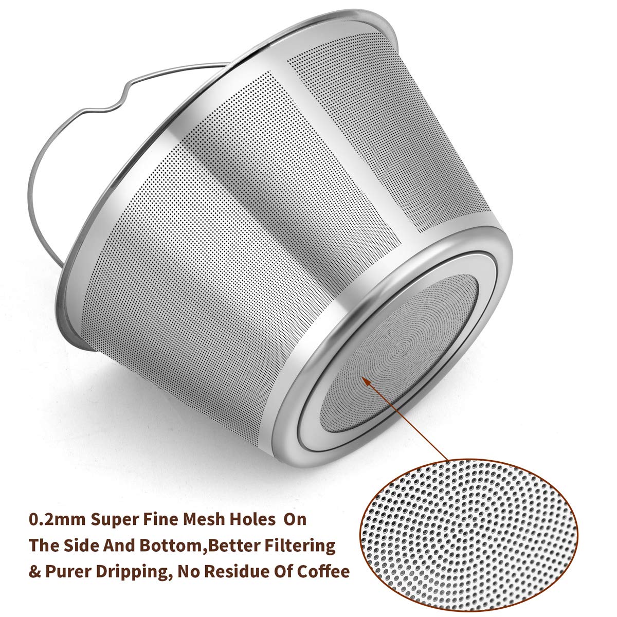 RUOYING eco-friendly stainless filter for 4-5 cup machines reduces waste and preserves taste.