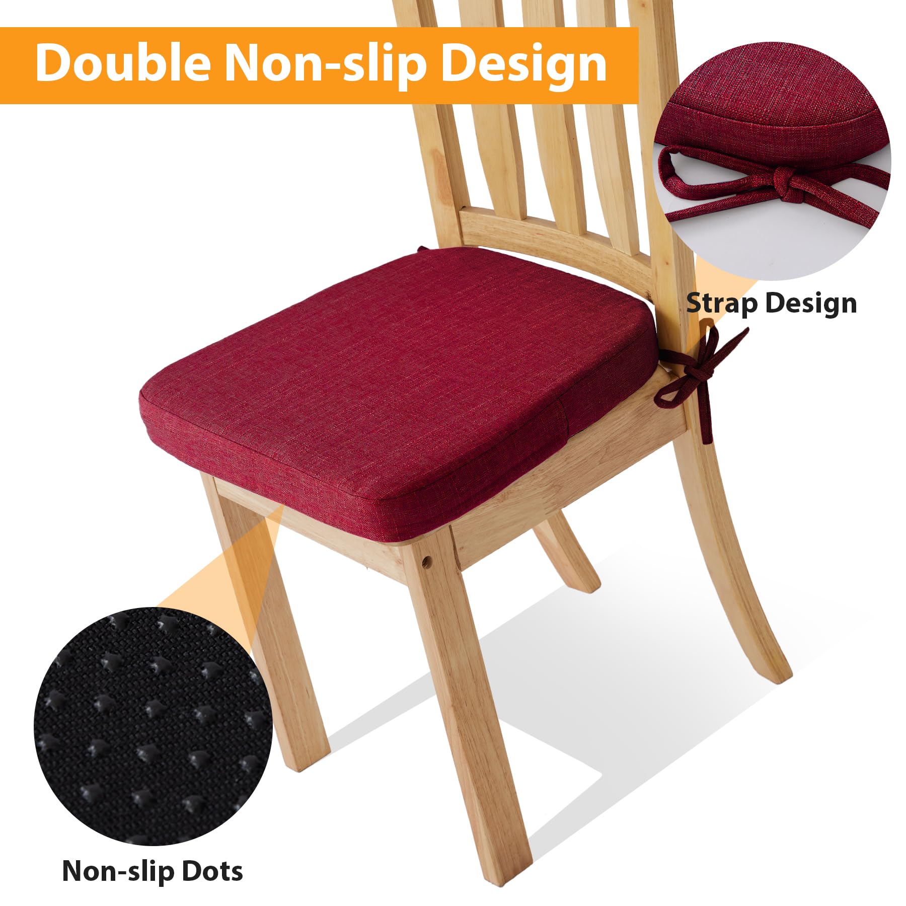 Ruqmuis cushions with adjustable ties for secure attachment