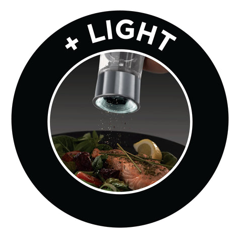 Russell Hobbs brushed stainless pepper grinder conveys reliable grinding at table or prep.