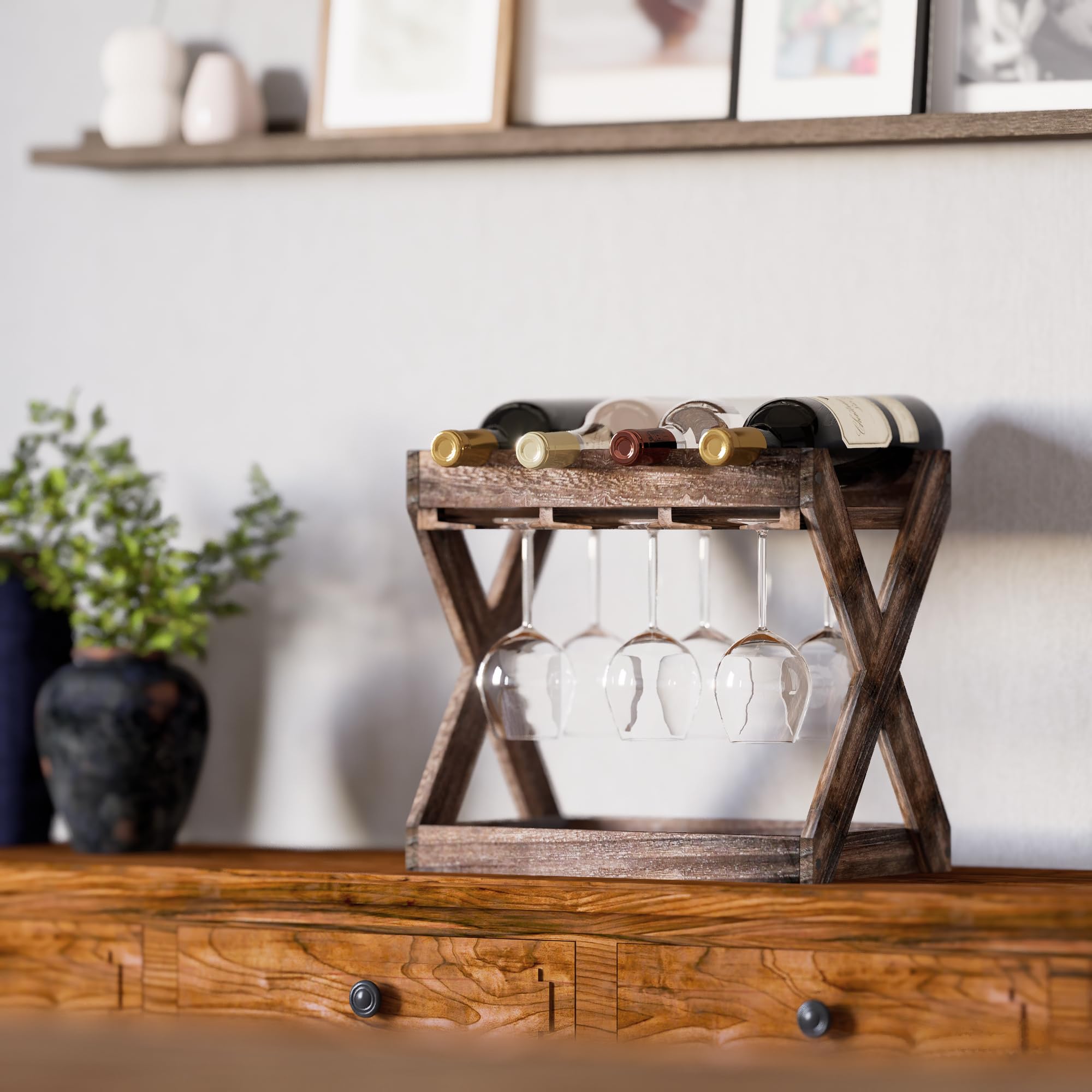 Rustic State cava wine rack bottle display demonstrates easy access and display.