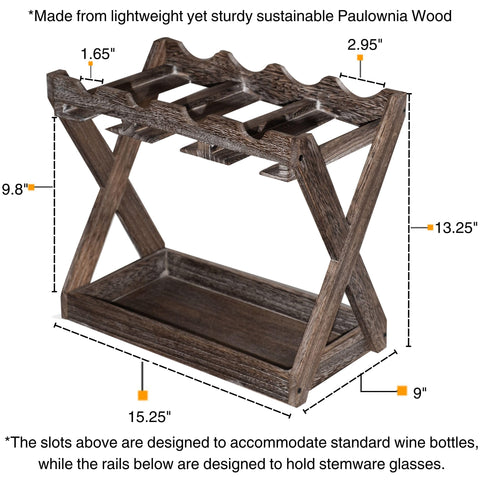 Rustic State cava wine rack dimensions convey space-saving setup.