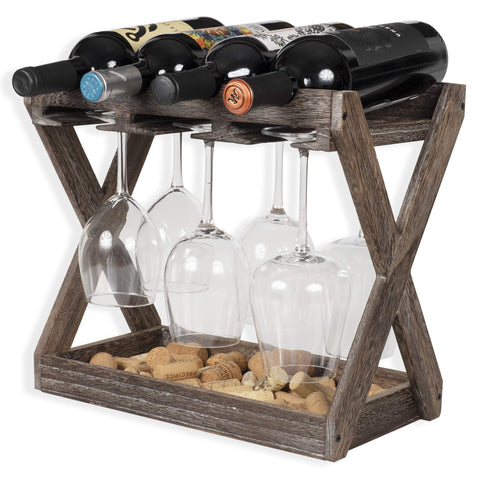 Rustic State cava wine rack front view shows compact counter storage for bottles.