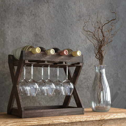 Rustic State cava wine rack side profile highlights vertical organization and stability.