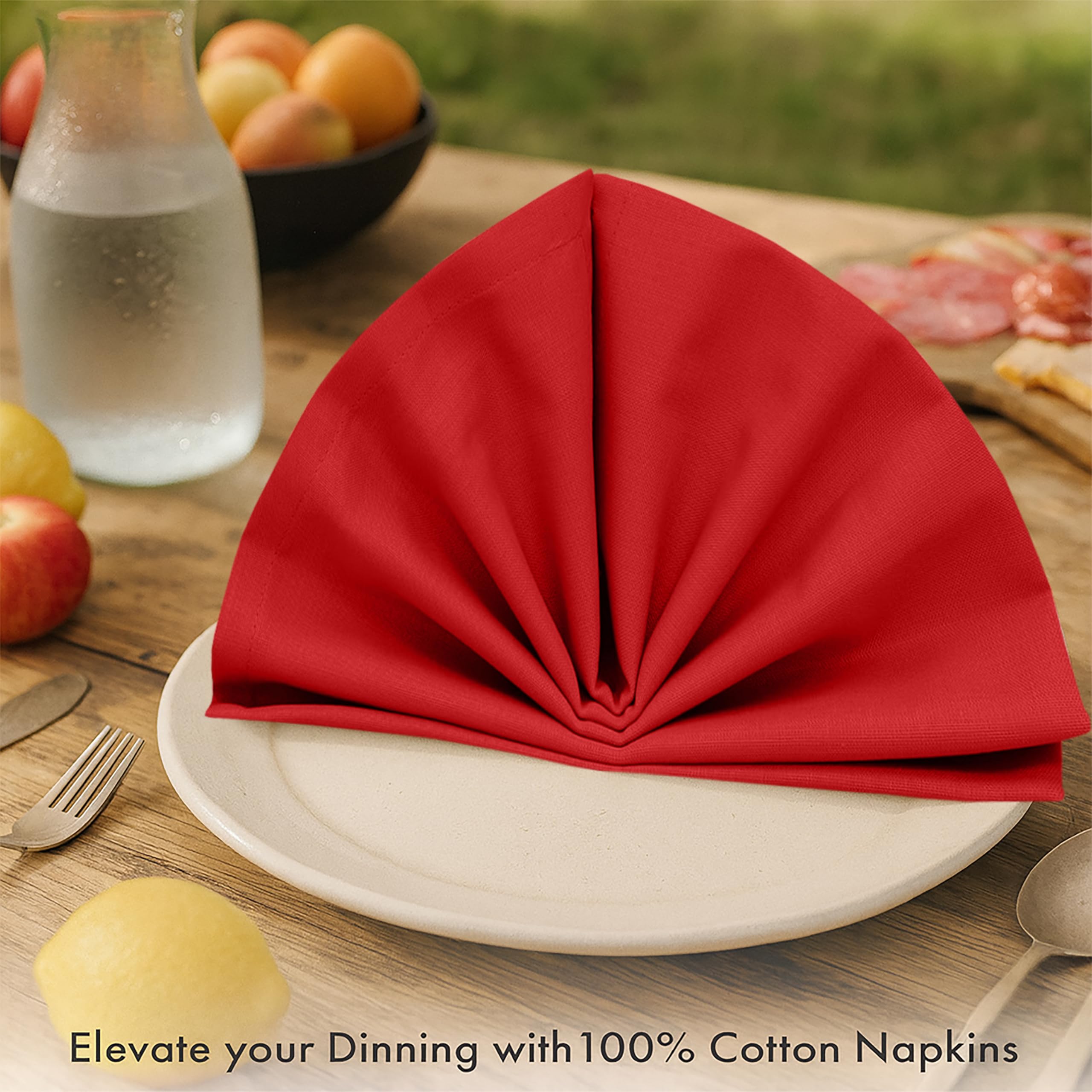Ruvanti cotton napkins close-up showing soft fiber texture and stitching quality.