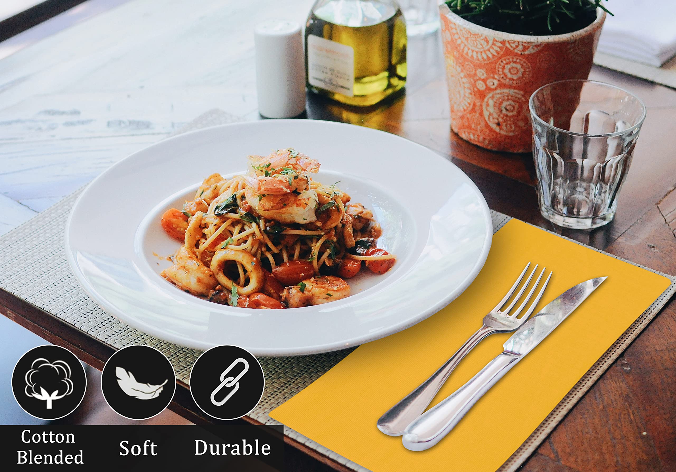 Ruvanti 12-piece mustard napkin set ideal for banquets