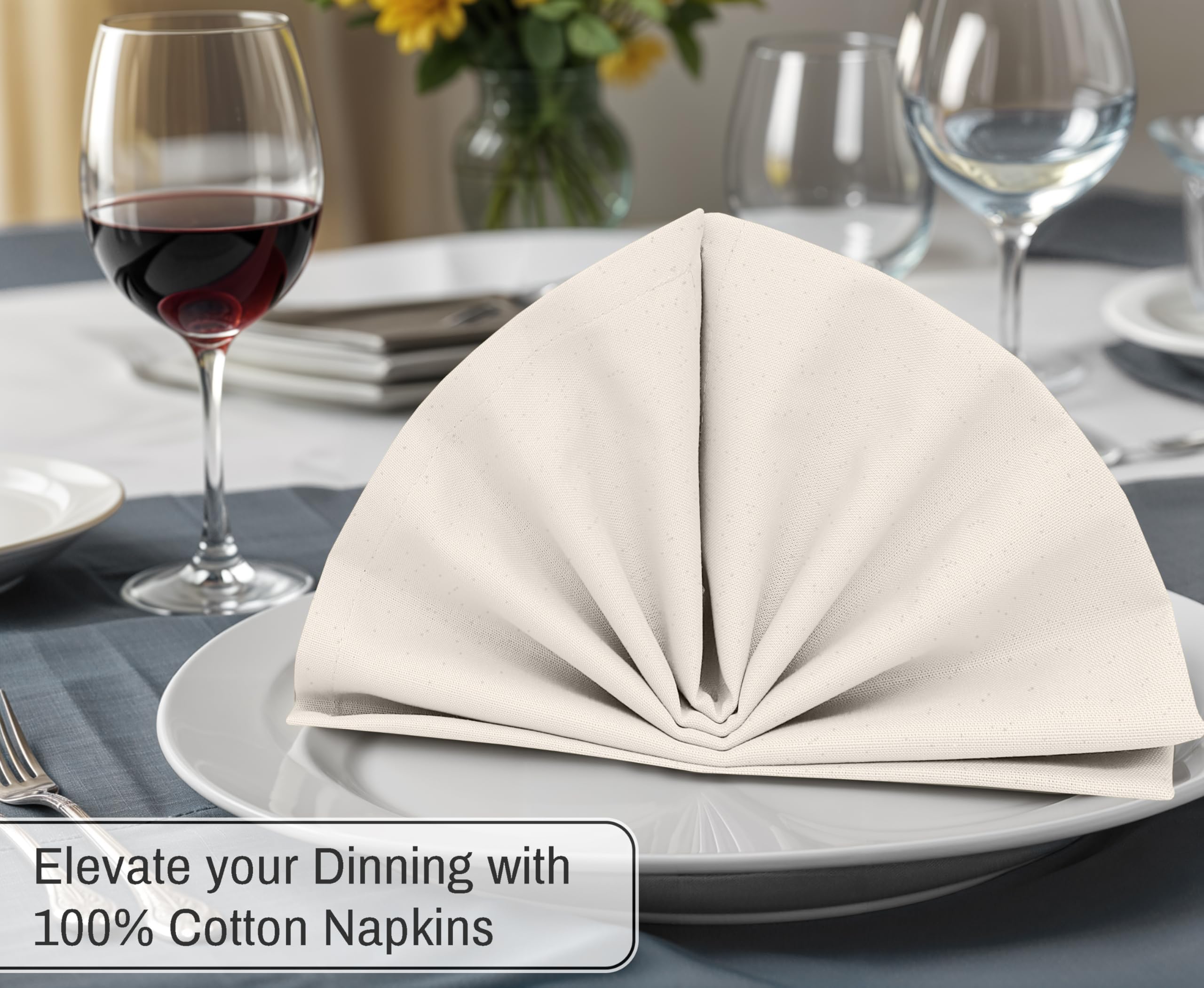 Ruvanti Christmas table setup with natural color napkins adding timeless texture.