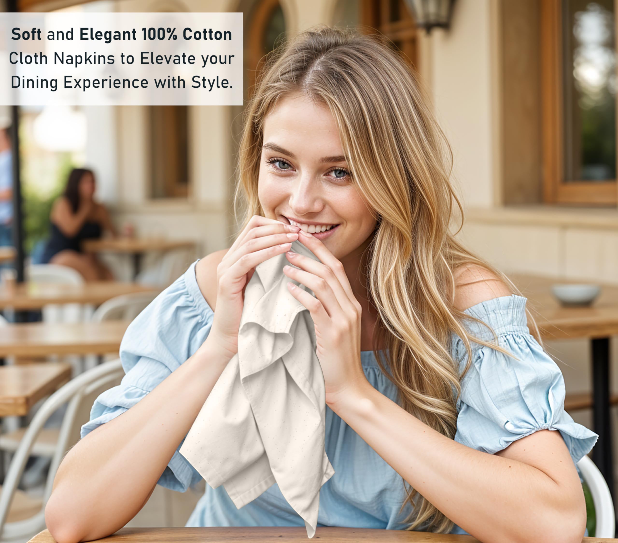 Ruvanti napkins in washing context highlighting easy machine washing and reuse.
