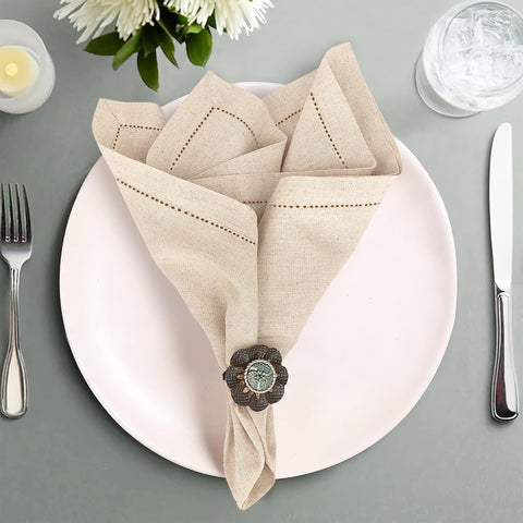 Ruvanti hemstitch detail on linen napkins showcases timeless craftsmanship