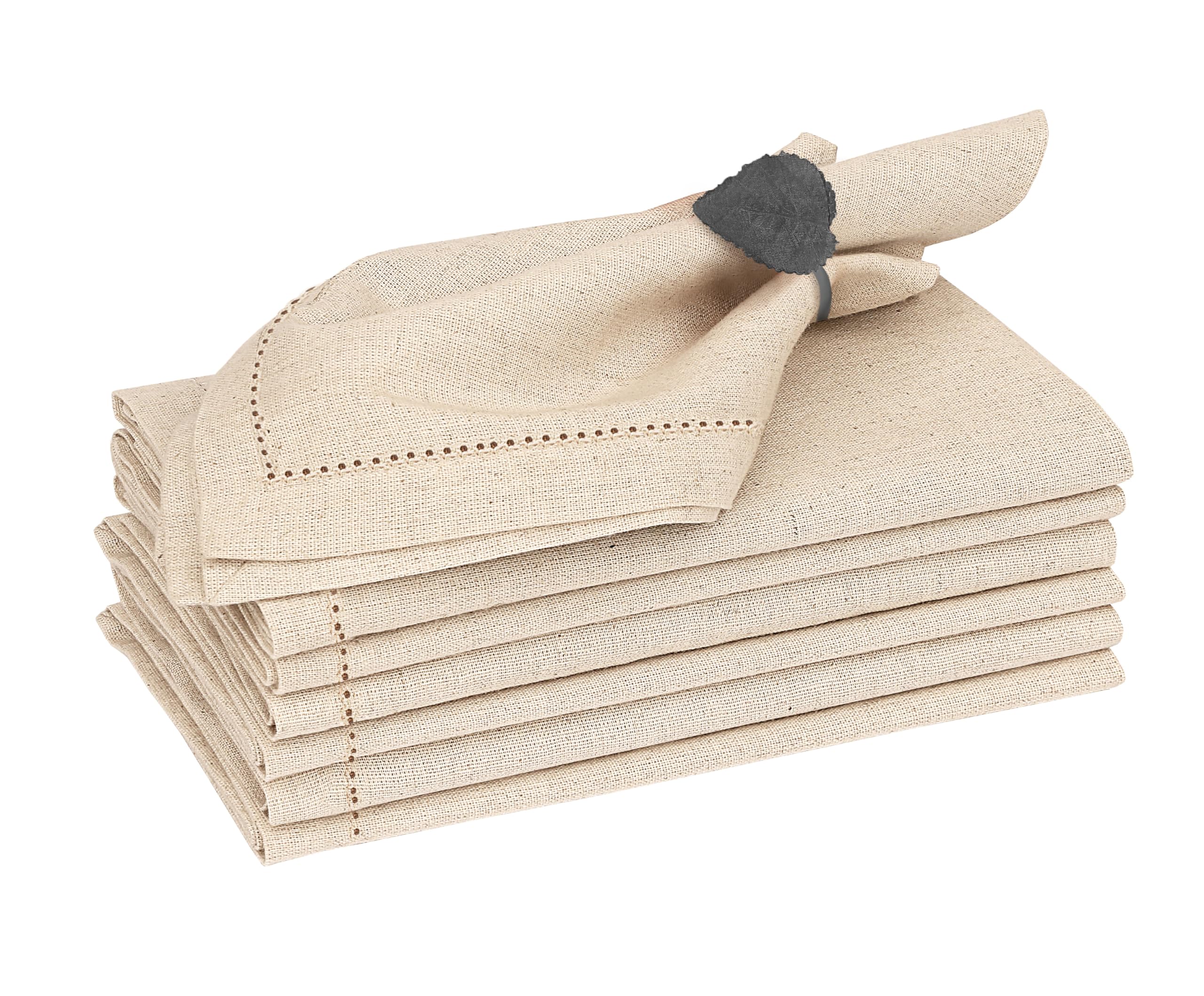 Ruvanti premium linen napkins set of six, full view on table for elegant dining