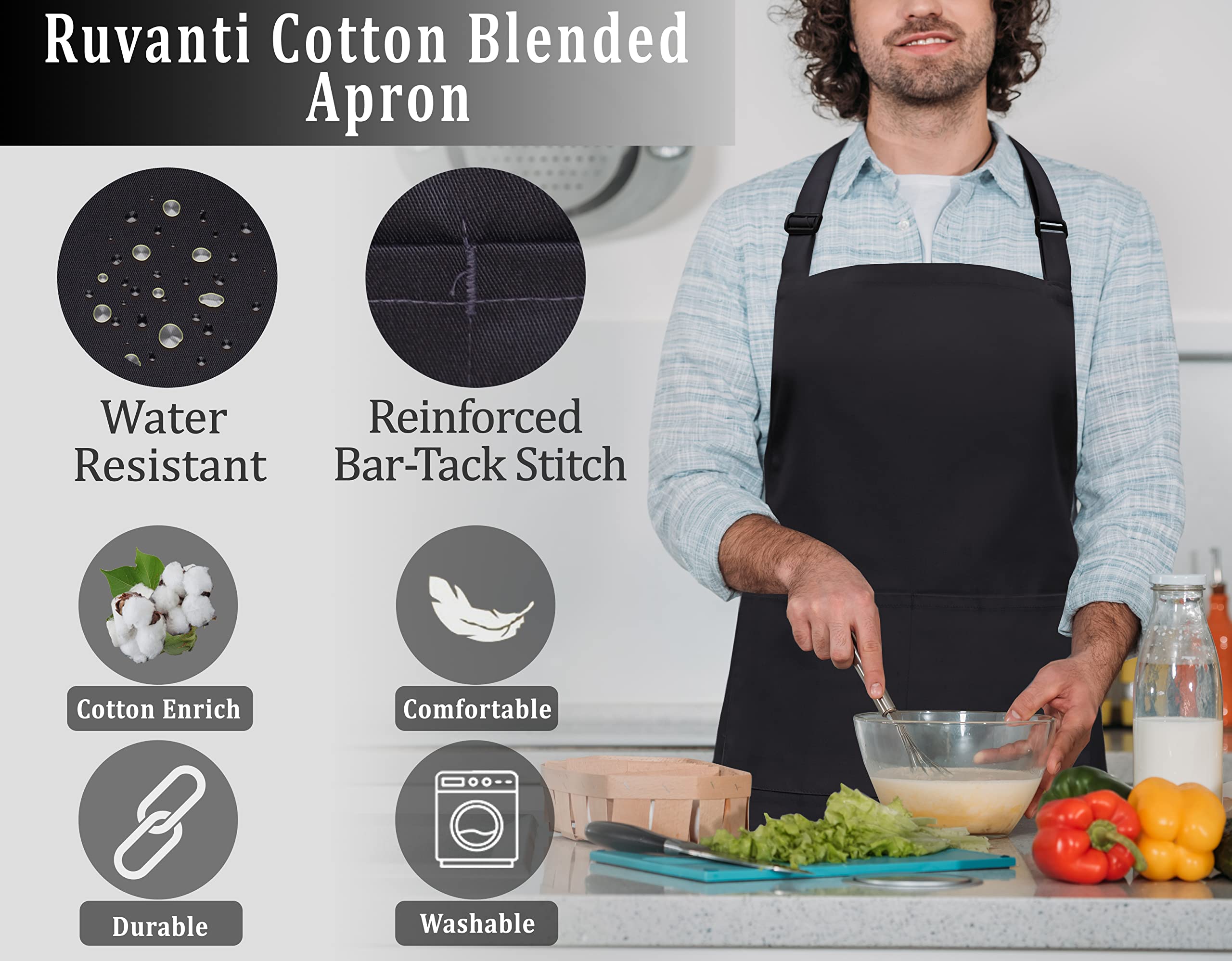 RUVANTI apron with adjustable neck and back ties for full coverage up to XXL