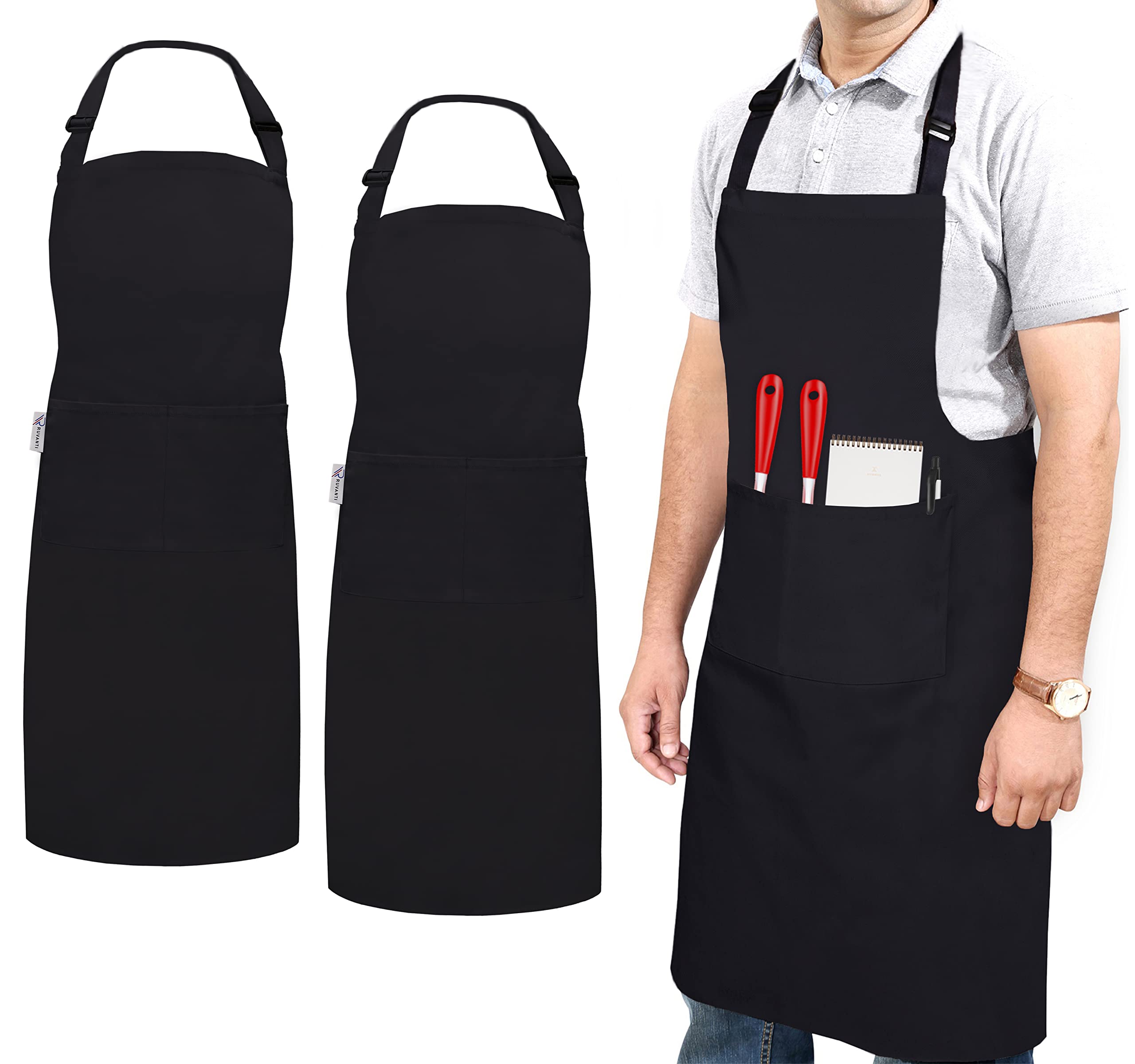 RUVANTI work apron pocket close-up shows durable fabric and handy tool pockets.