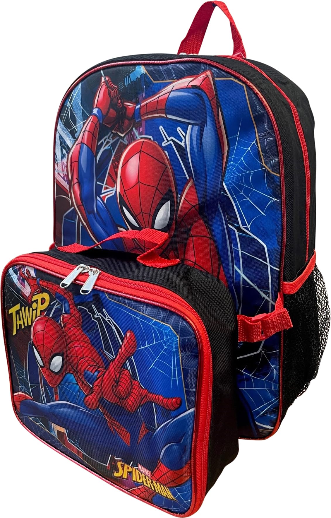 Ruz Spider-Man child wearing backpack during school commute.