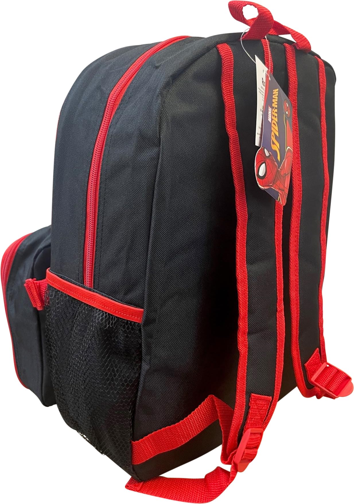 Ruz Spider-Man backpack with adjustable padded straps for comfort.