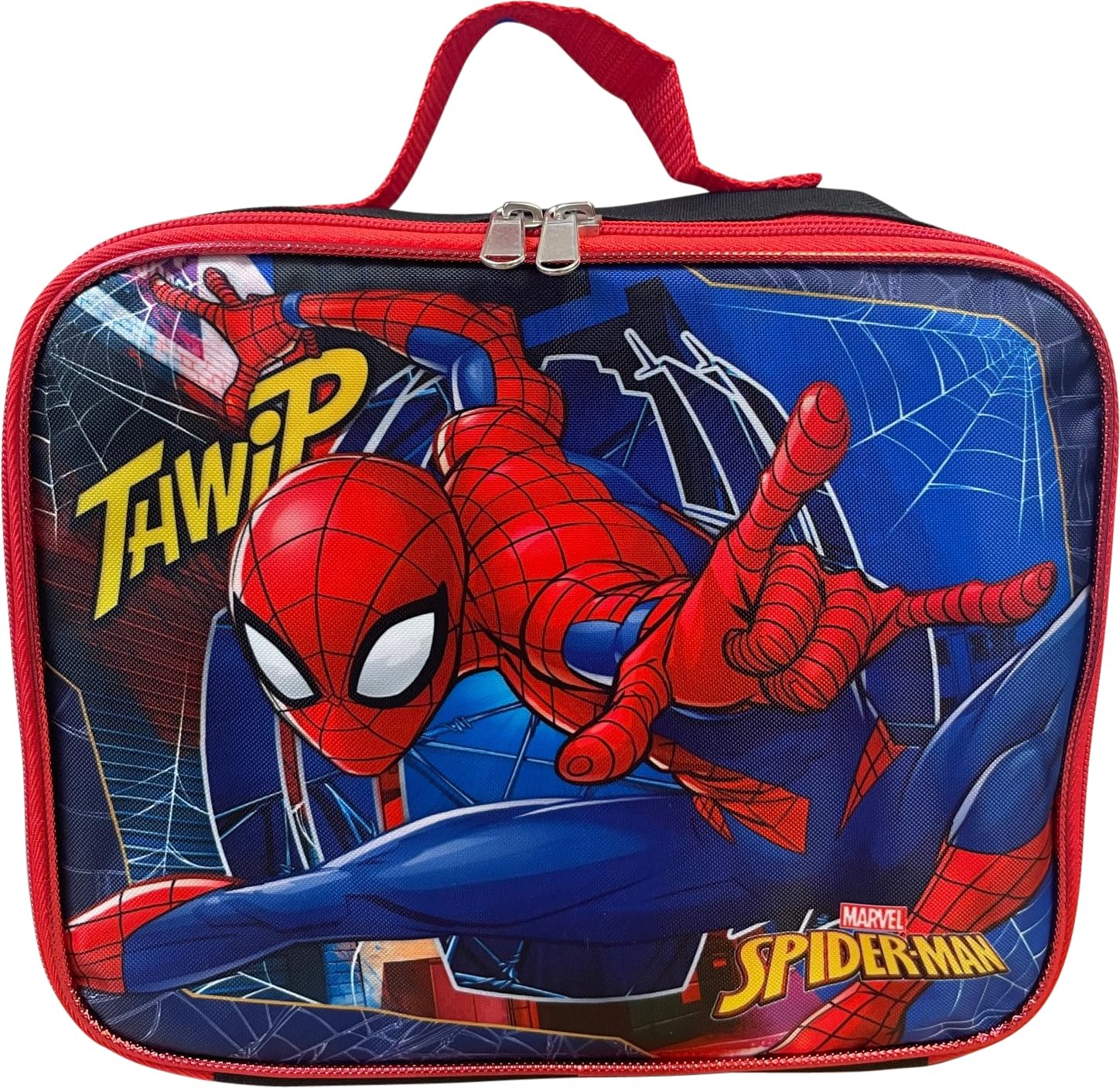 Ruz Spider-Man lunch box open showing interior space.