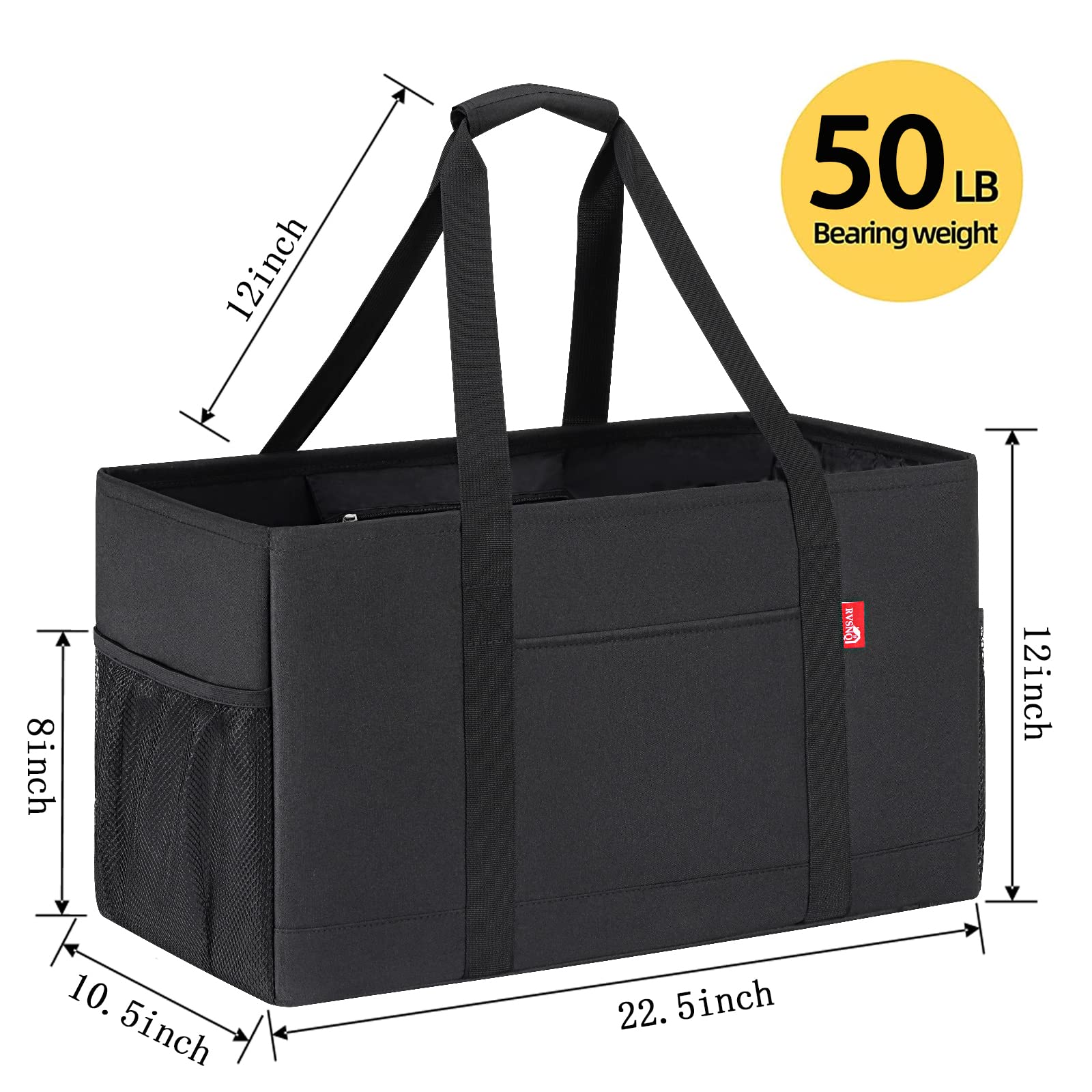 RVSNQ foldable canvas tote bag stores flat when not in use