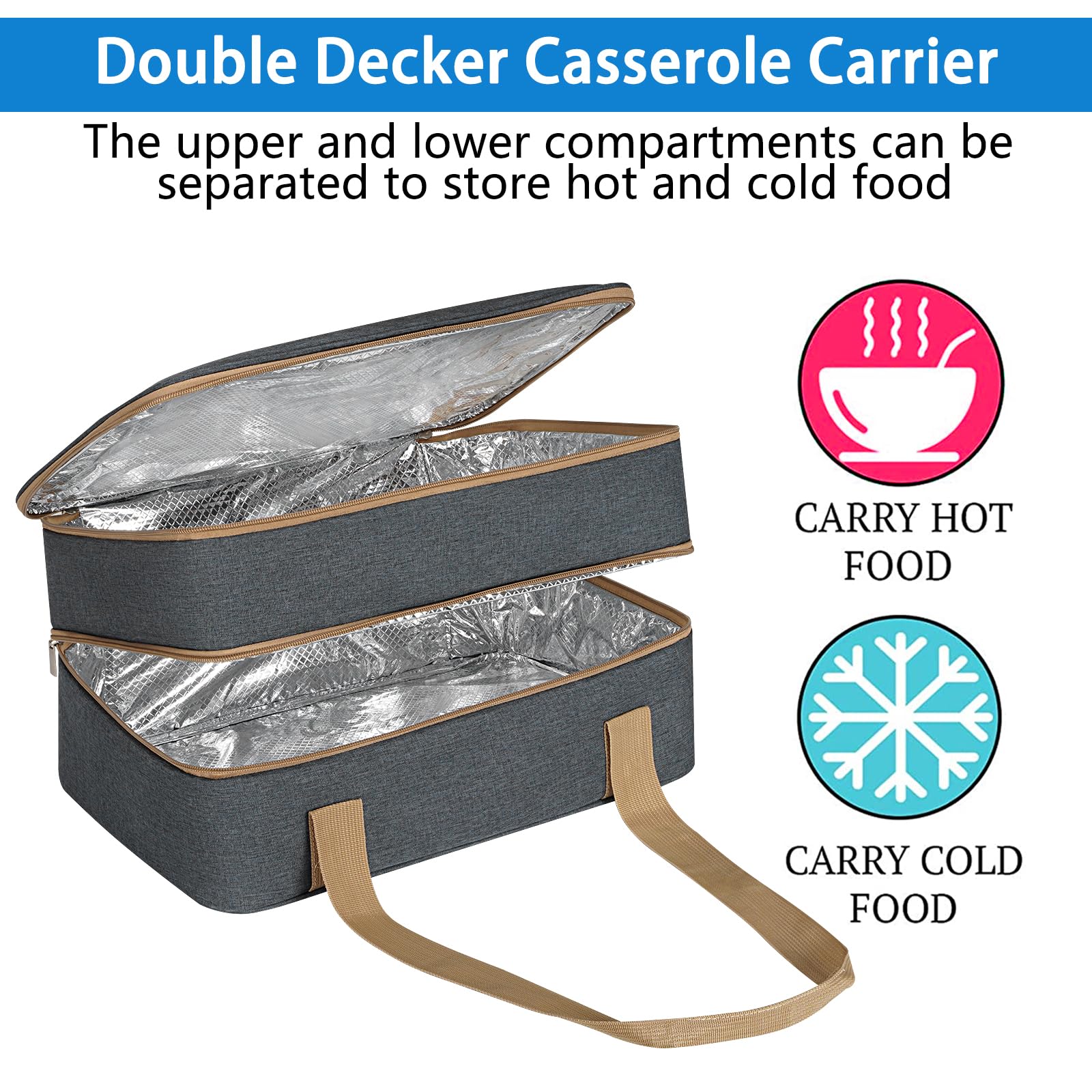 Top zippered pocket stores utensils and condiments