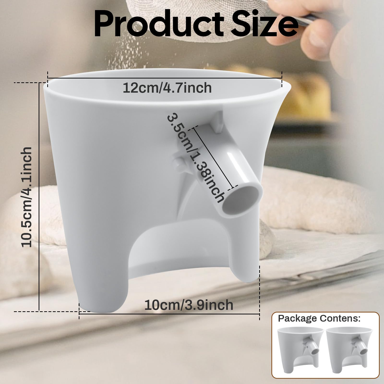 RWIXR flour funnel fits 4.5–5 qt bowls on tilt-head mixers for neat prep