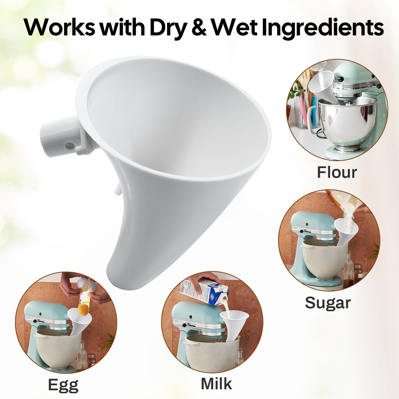 RWIXR flour funnel dishwasher-safe for easy post-bake cleanup