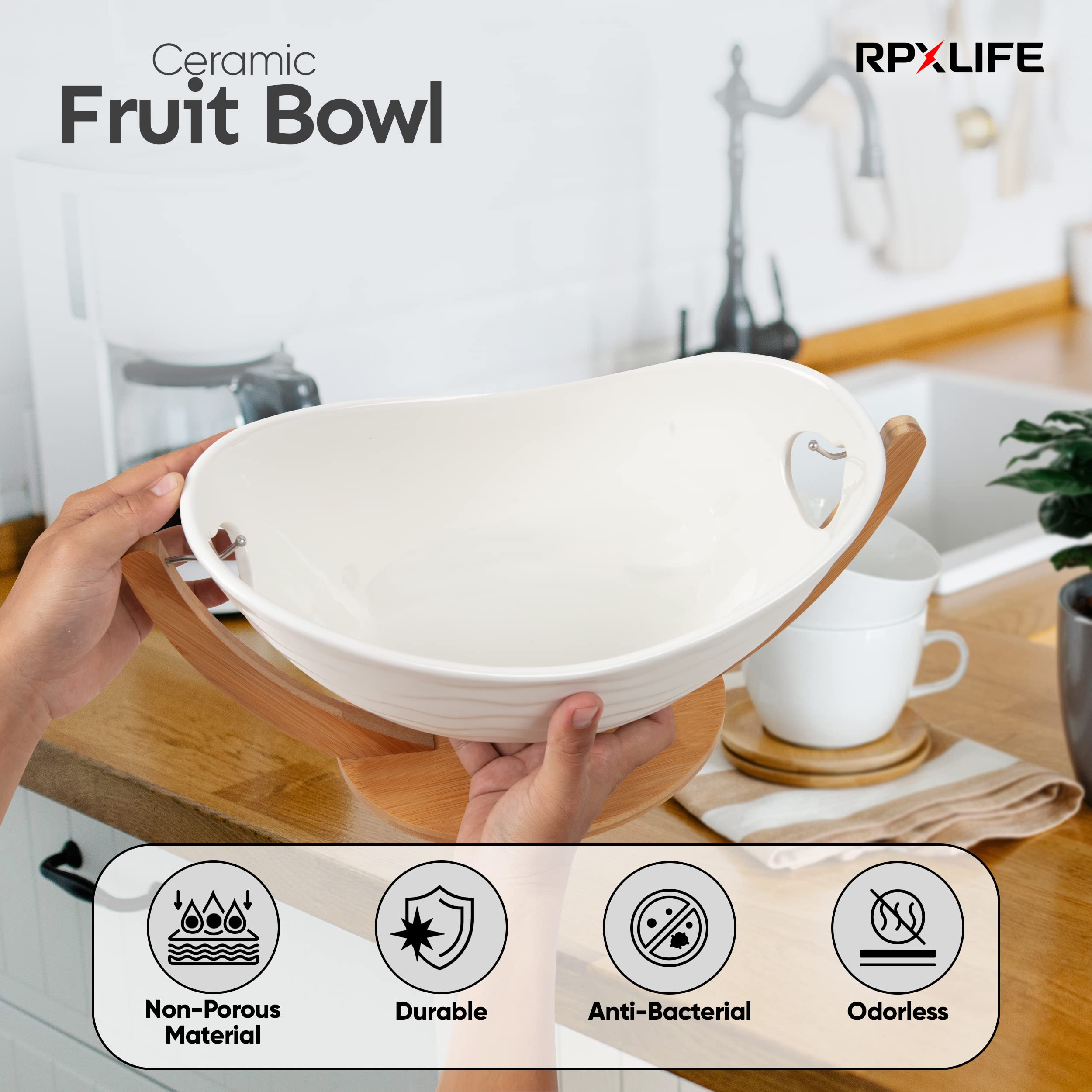 RPXLIFE bamboo-ceramic basket closeup shows natural textures and eco-friendly design.