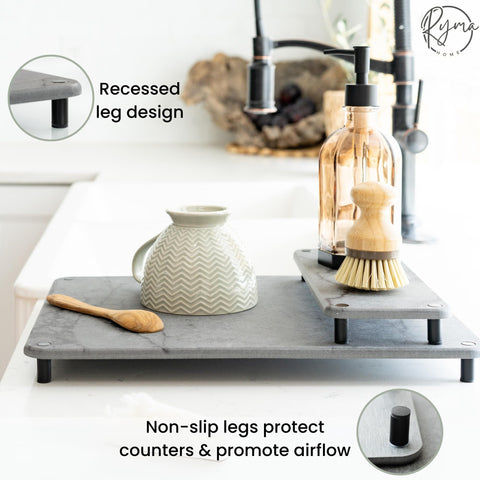 RYMA Home stone-drying-mat-legs-assembly shows 8 stainless steel legs elevating the mat.