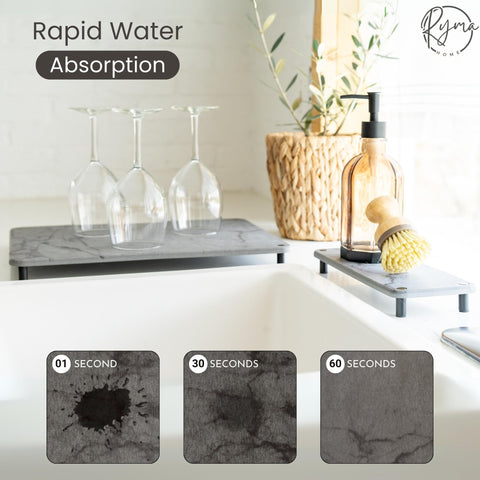 RYMA Home stone sink tray catches water and protects the sink area.
