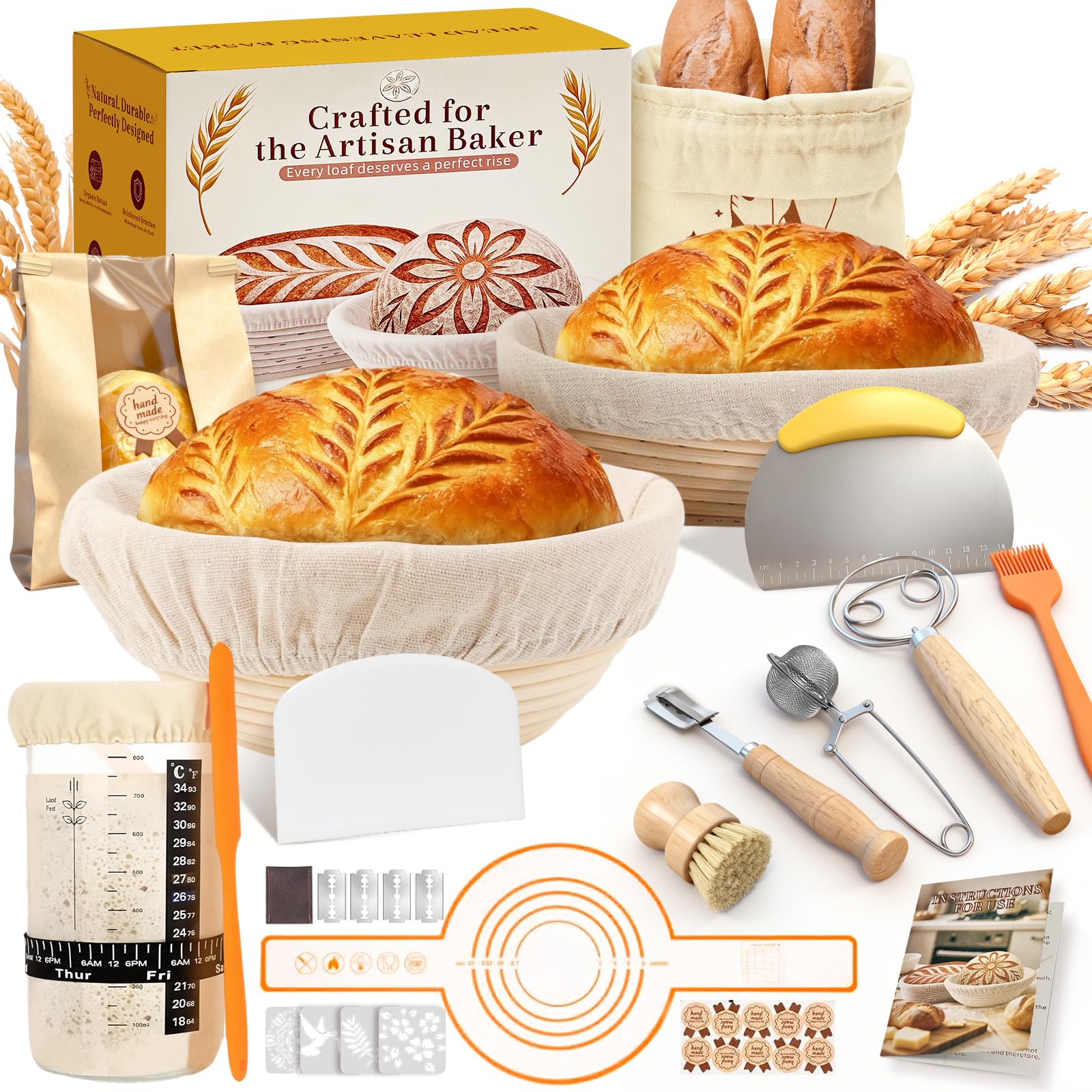 RYMTOX round proofing basket in natural rattan supports dough shape for even rise
