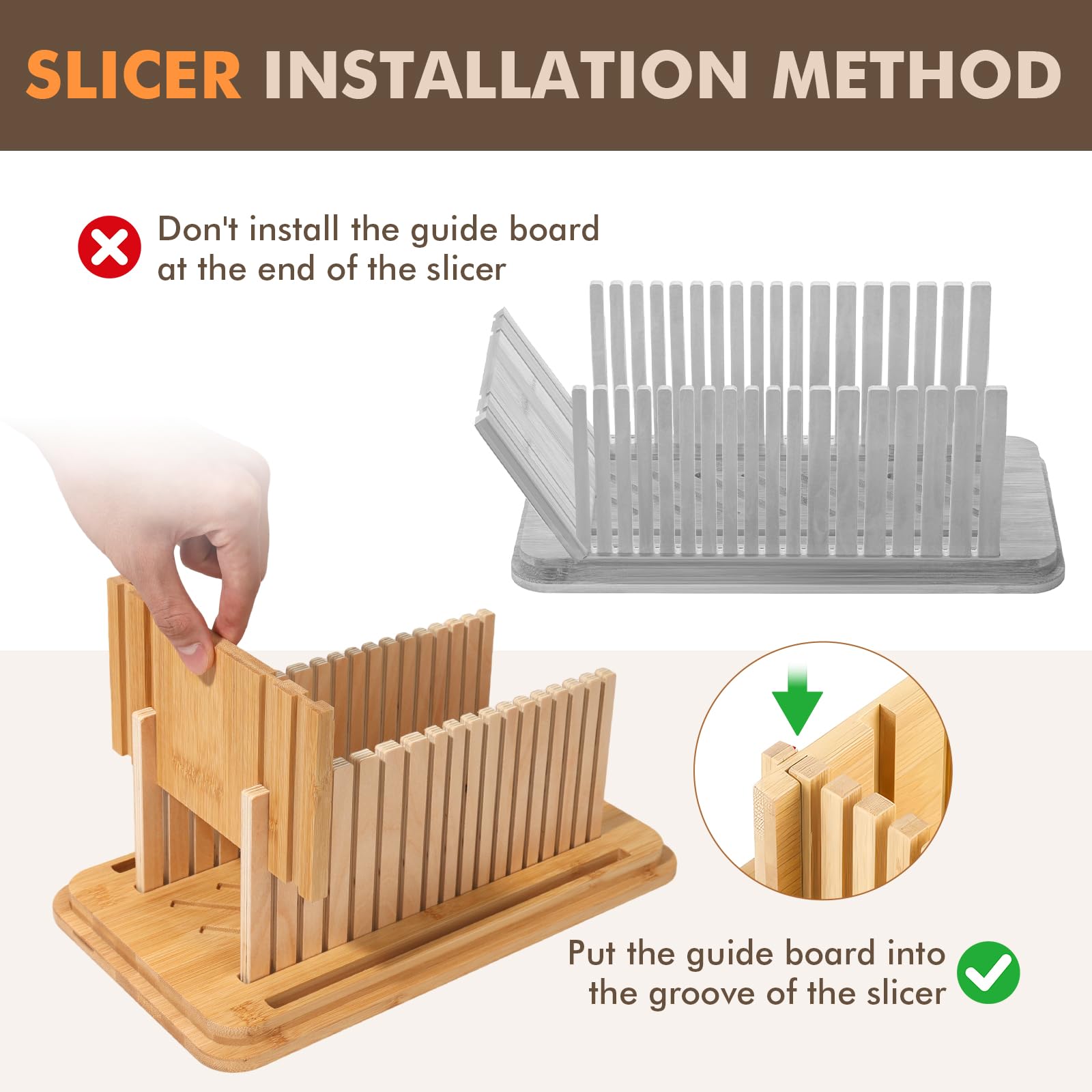 Slicing guide ensures even slices for homemade loaves