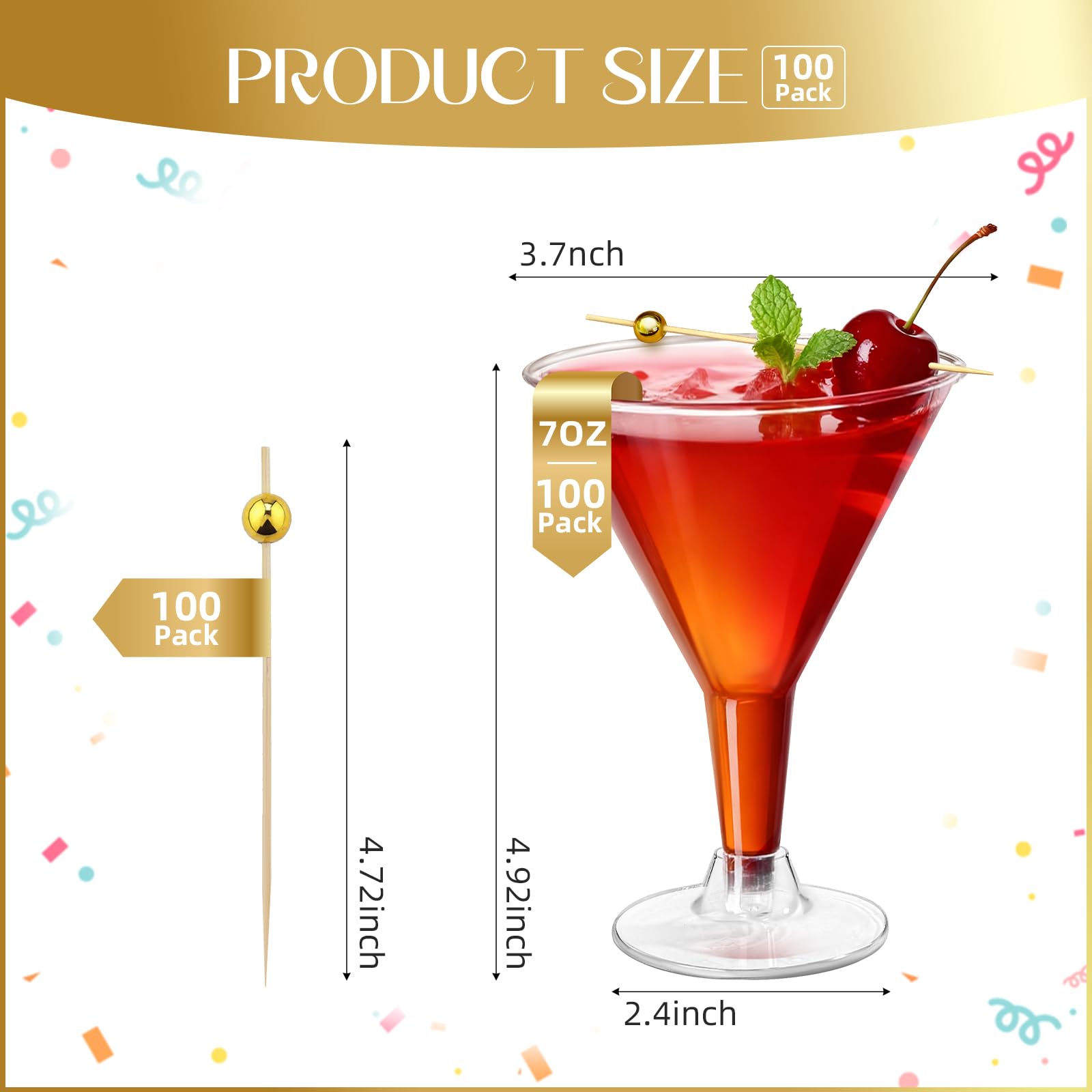RYTOXILO cocktail picks included with martini glasses for garnishing