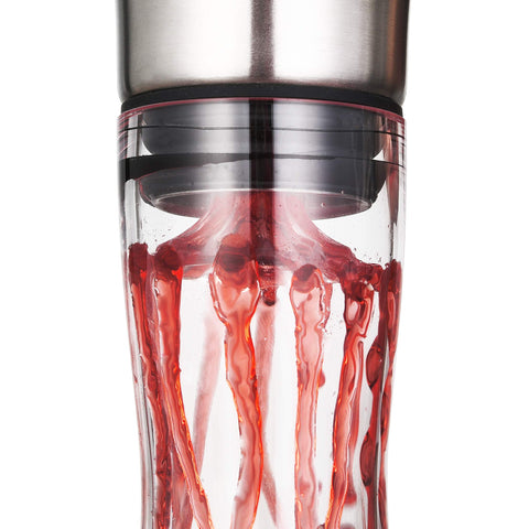 S JUSTSTART wine carafe shows double-layer filter for clearer red wine.