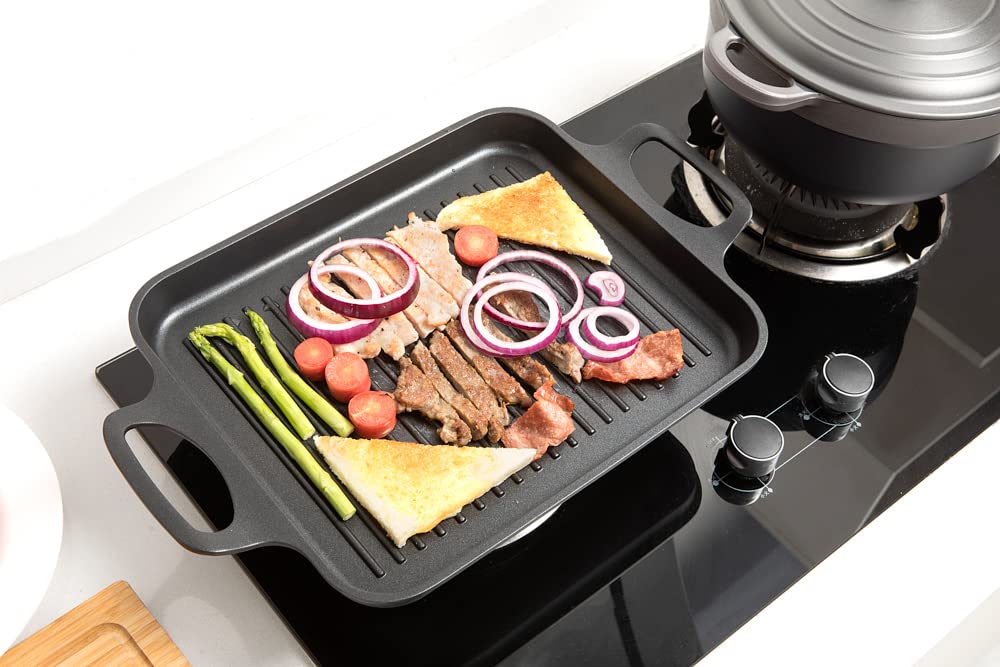 S·KITCHN grill pan dishwasher-safe design supports easy post-cook cleanup.