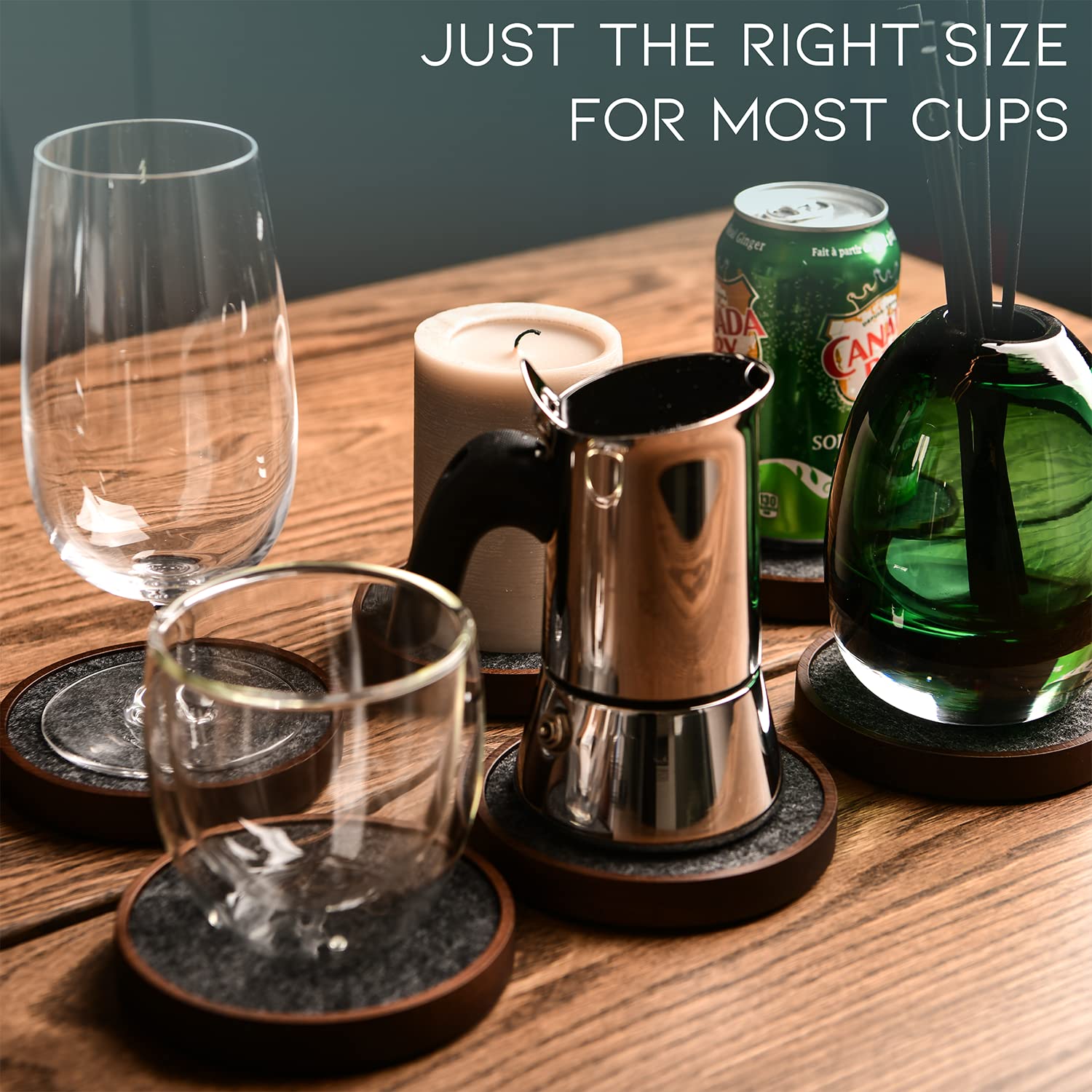 S1EGAN stackable design wood coasters save space on tabletops