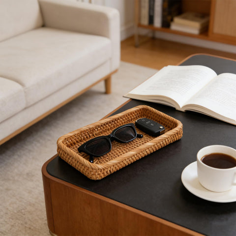 S310 handwoven rattan tray closeup highlights artisan texture and durable weave