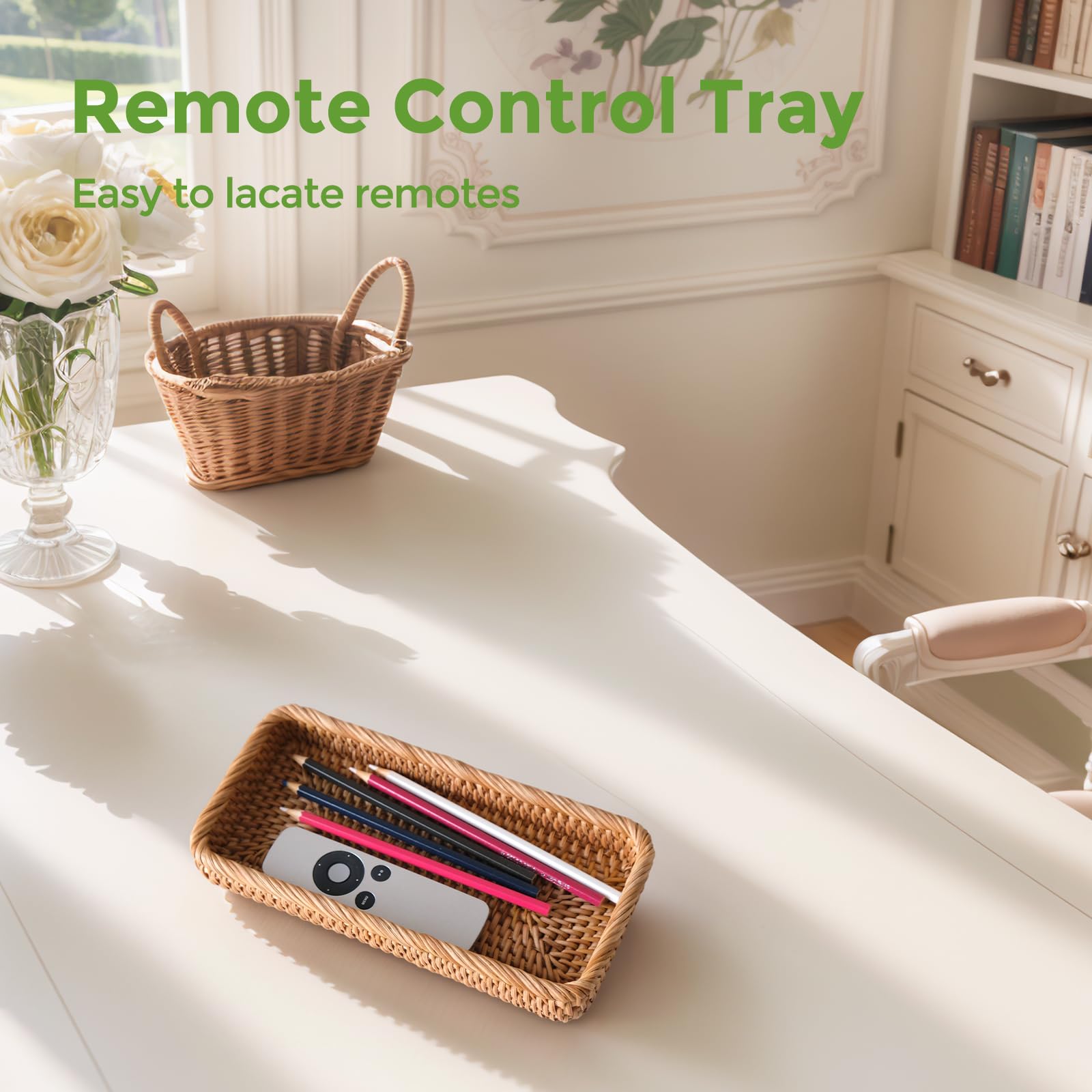 S310 natural rattan tray texture adds warmth to boho or farmhouse interiors