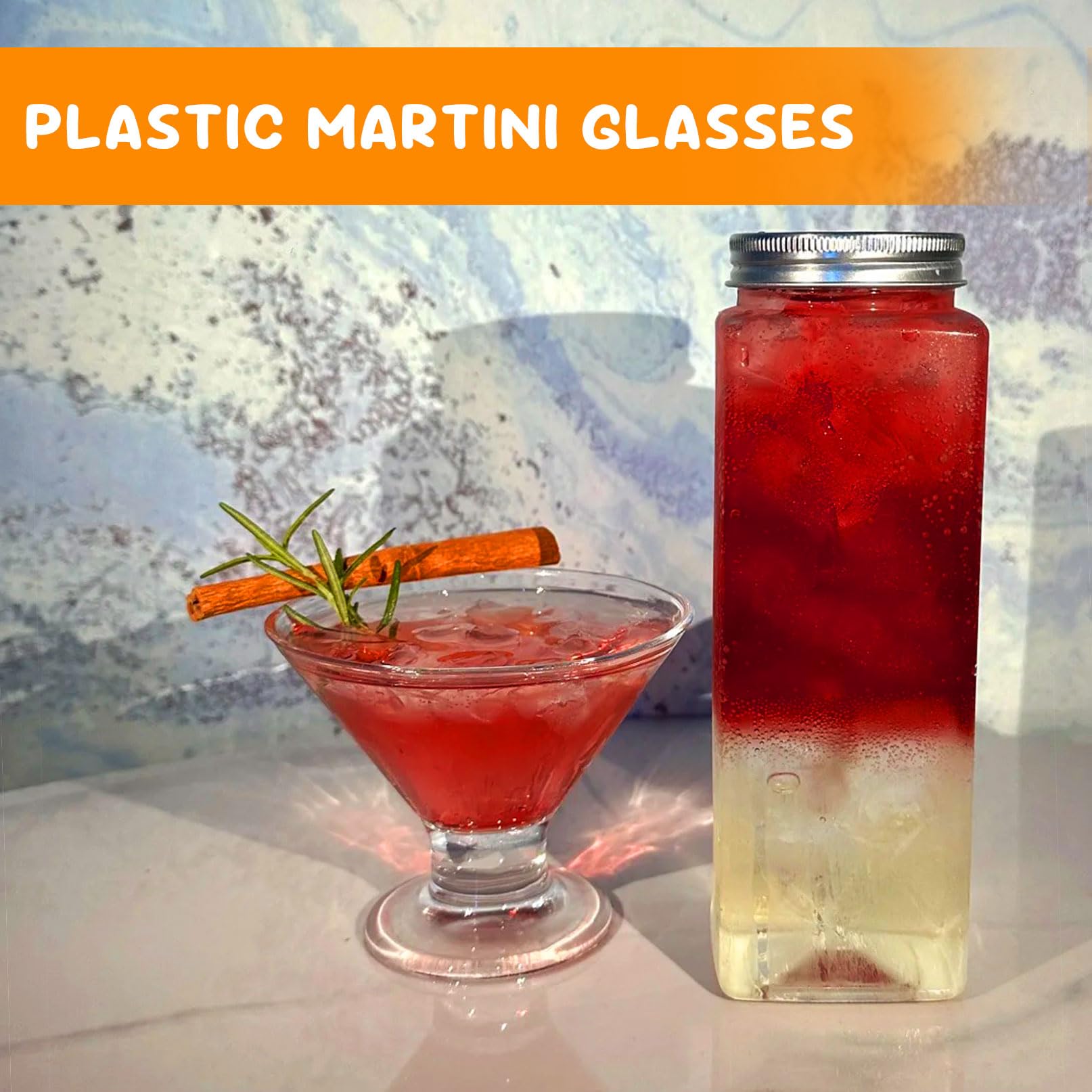 S8686S clear plastic martini glasses ideal for stylish party presentations.