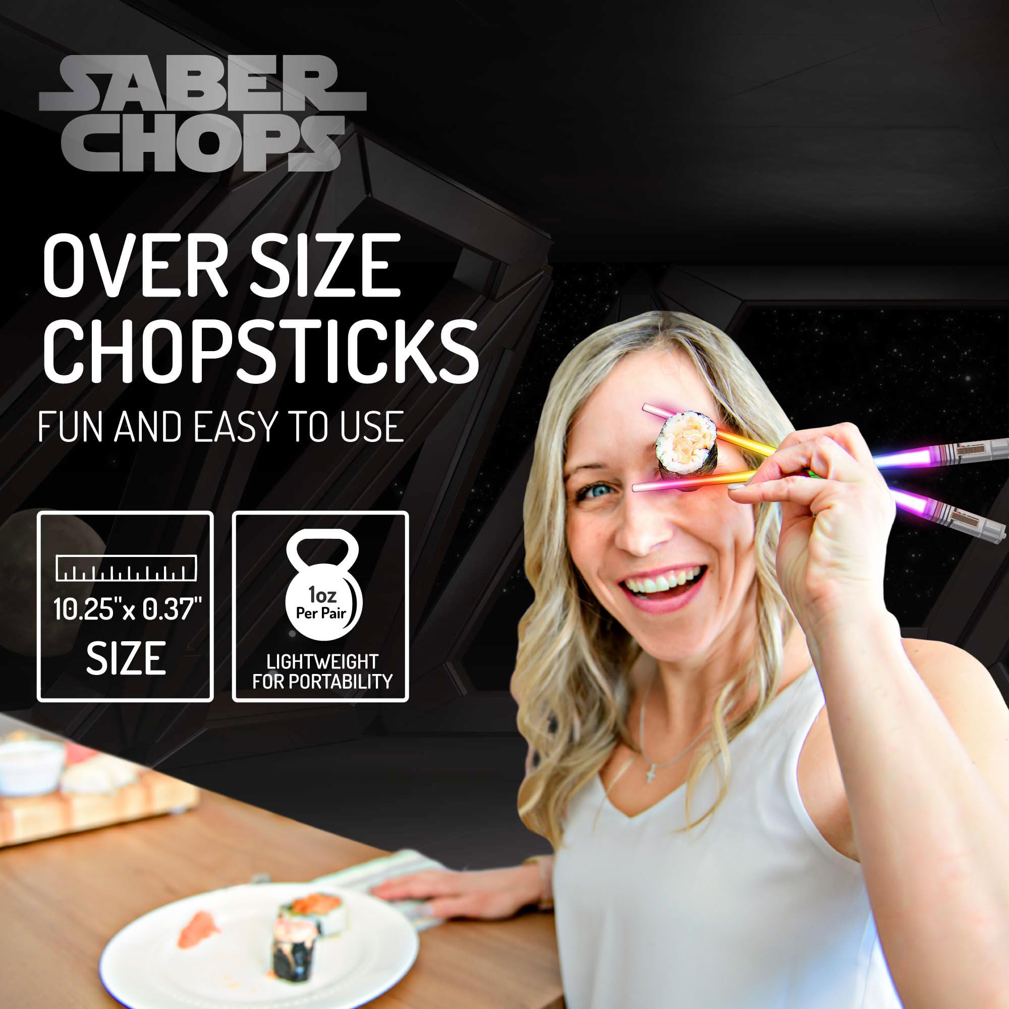 Saber Chops chopsticks used with sushi for fun dining.