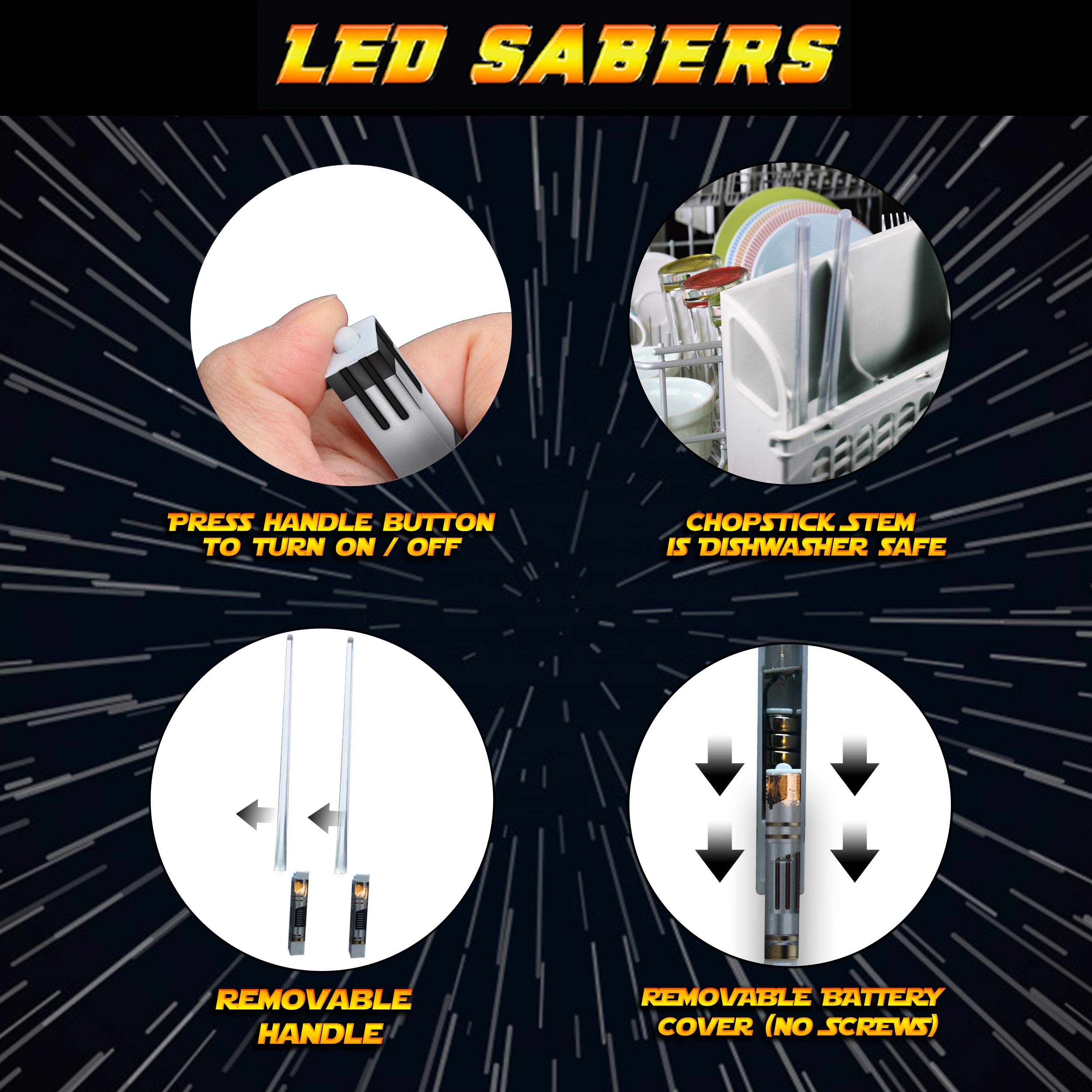 Saber Chops eight-color modes offer versatile glow for any mood.
