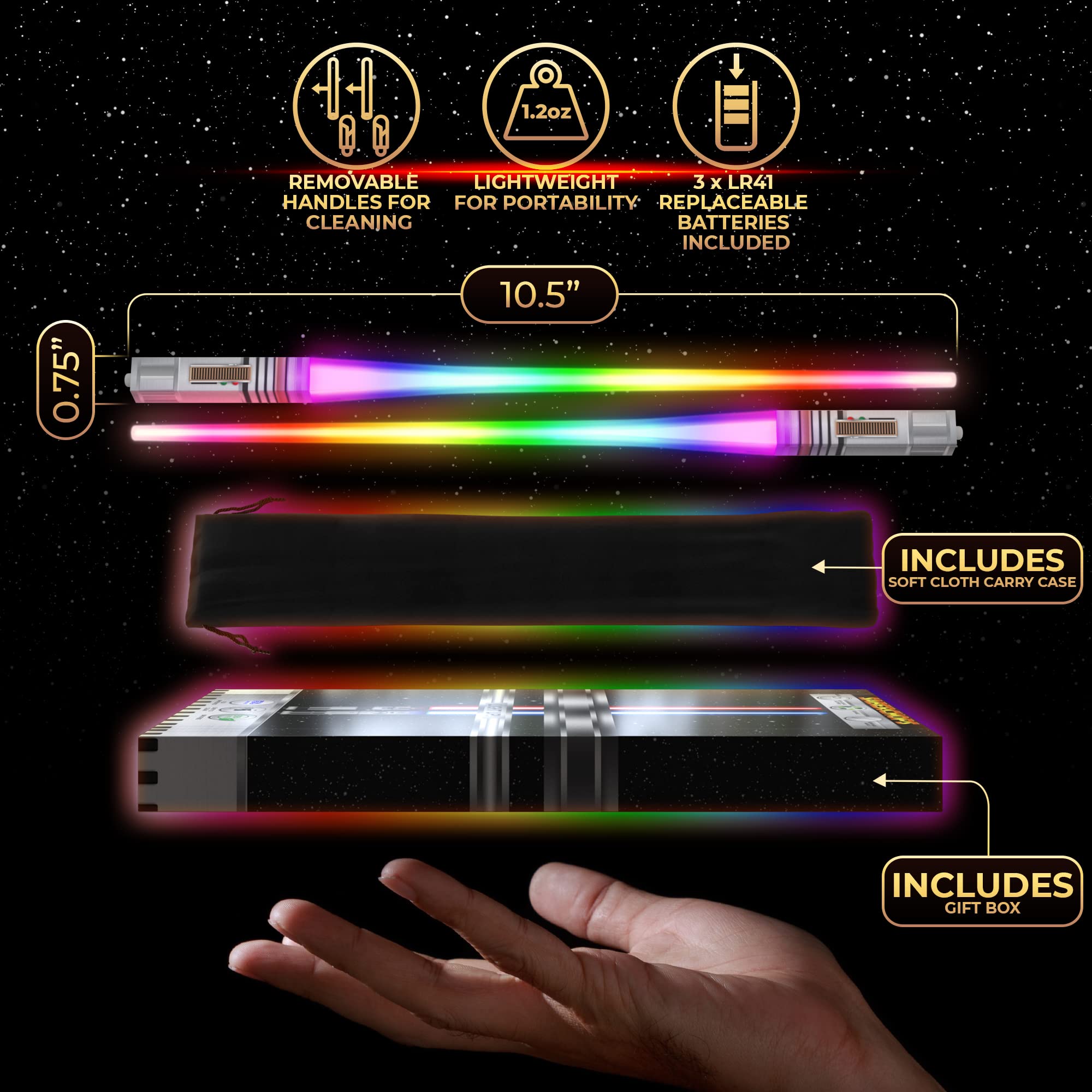 Saber Chops gift box packaging protects and presents the set.