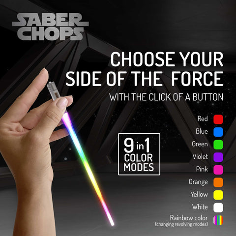 Saber Chops Lightsaber chopsticks power button easy on/off operation.